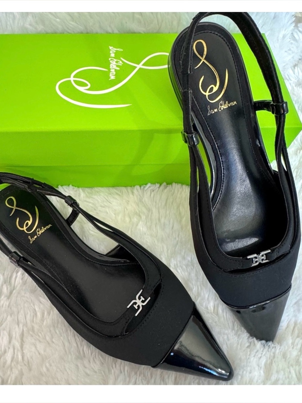 NIB Sam Edelman 6.5M Cecelia Slingback Flats Blk